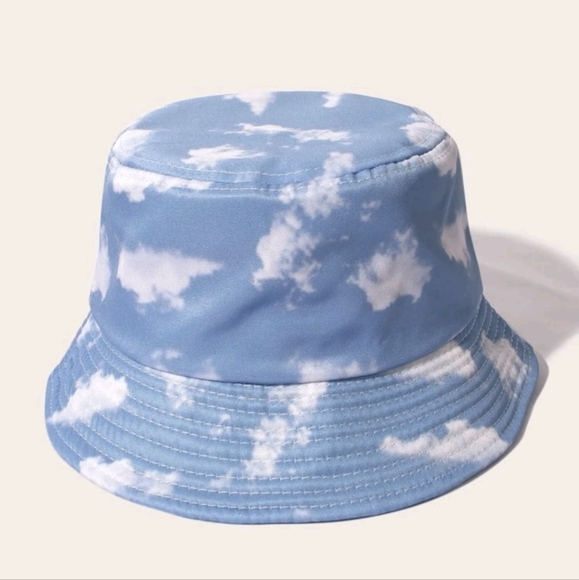 Blue and white unisex cloud bucket hat one size - Picture 1 of 4